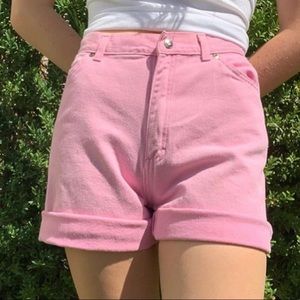 Pink high rise mom shorts